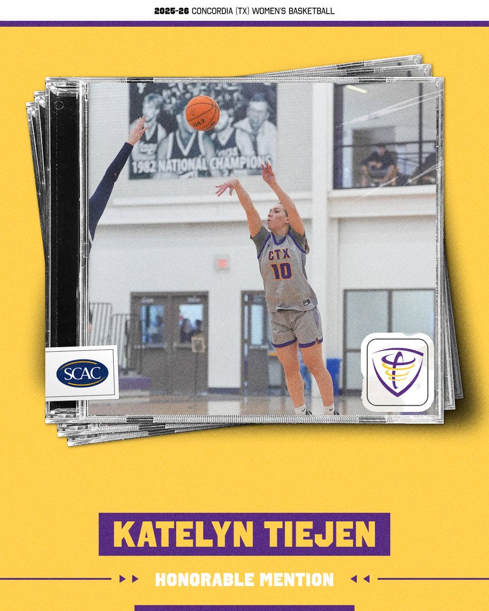 CTXAthletics's tweet photo. 🏀 𝐀𝐥𝐥-𝐒𝐂𝐀𝐂 🏀

Women’s Basketball lands three on the All-SCAC List‼️

Aja Holmes, Katelyn Tietjen, &amp; Taysie Trejo earned the nod for All-SCAC Honorable Mention!

#TornadosRISEUP🌪️ https://t.co/a8EUB17Cus