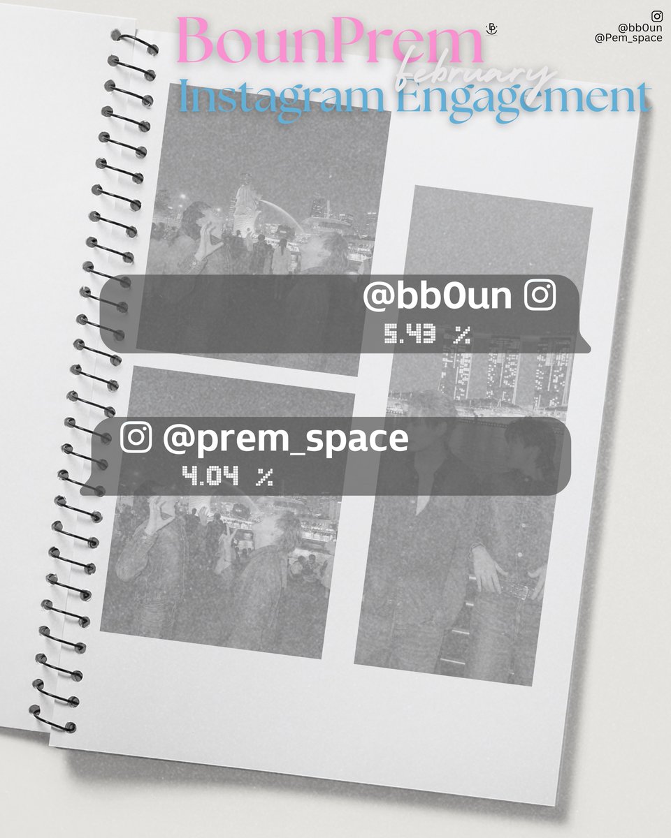 ยอด Instagram Engagement ของบุ๋นเปรม เดือนกุมภาพันธ์ 2569

ขอความร่วมมือ #กองกำลังบุ๋นเปรม
กด ♥️ + 💬 + Repost 🔄+ Share📤 
โพสต์ต่าง ๆ ของบุ๋นเปรมกันเยอะ ๆ นะคะ

🙏🏻

#BounPrem 
#bb0un #prem_space 
#พอร์ตส่งงานบุ๋นเปรม