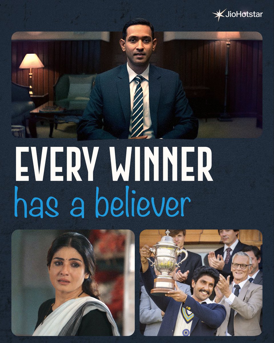 JioHotstar's tweet photo. Because someone believed in you before the world did 🫱🏻‍🫲🏼

#FromZeroToHeroWatchlist

#FreakyAli #Panga #Sarfira #PatnaShukla #83 #LucknowCentral https://t.co/Q4hz86QZWe
