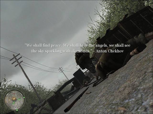 CoD'un Çehov'dan alıntı yaptığı sözle beraber savaşa hayır diyorum!

#HakHukukOyun 
#OYUNUMADOKUNMA