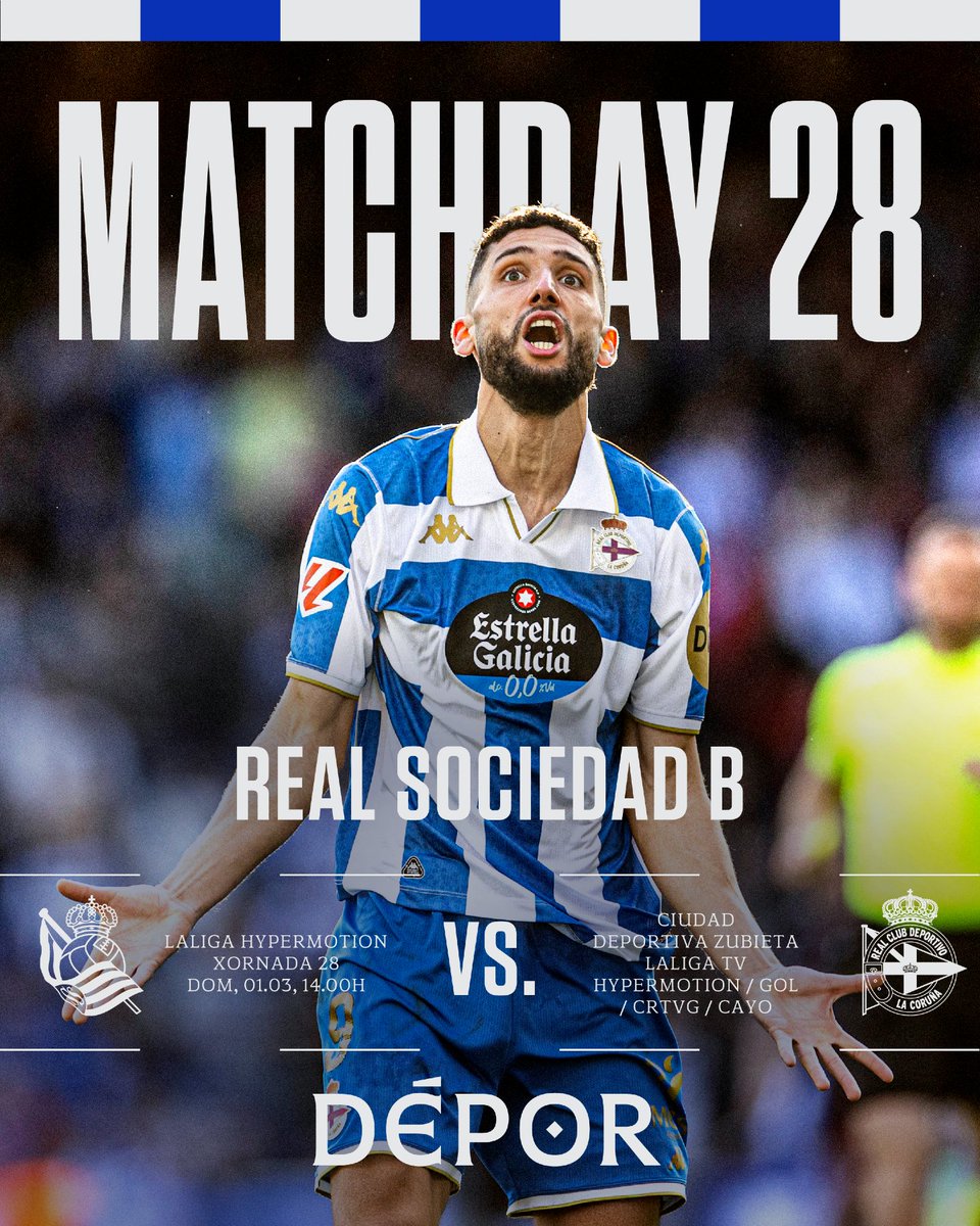 𝐃𝐢́𝐚 𝐝𝐞 𝐩𝐚𝐫𝐭𝐢𝐝𝐨

⚽ #RealSociedadBDépor
⌚ 14:00h
📍 Zubieta

#RealSociedadBDépor #LaLigaHypermotion