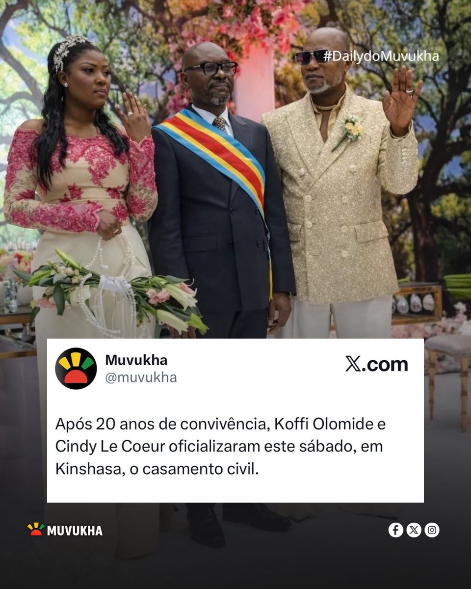 muvukha's tweet photo. FINALMENTE! Koffi Olomide e Cindy Le Coeur disseram o “sim” oficial perante o Estado! 🏛️✨ Após 20 anos de uma história intensa e muita convivência. Felicidades ao casal.

#koffyolomide #cindylecoeur #dailydomuvukha https://t.co/8ImsgVBIIW