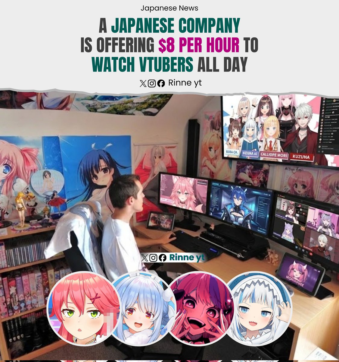 A company operating Hololive Production just posted a part-time job that literally consists of watching VTubers for about 6 hours a day… from home.

Here’s what the full listing reveals:

• 🏠 Position: Fully remote – Video Verification (Smartphone/PC)
• ♿ Category: Part-time