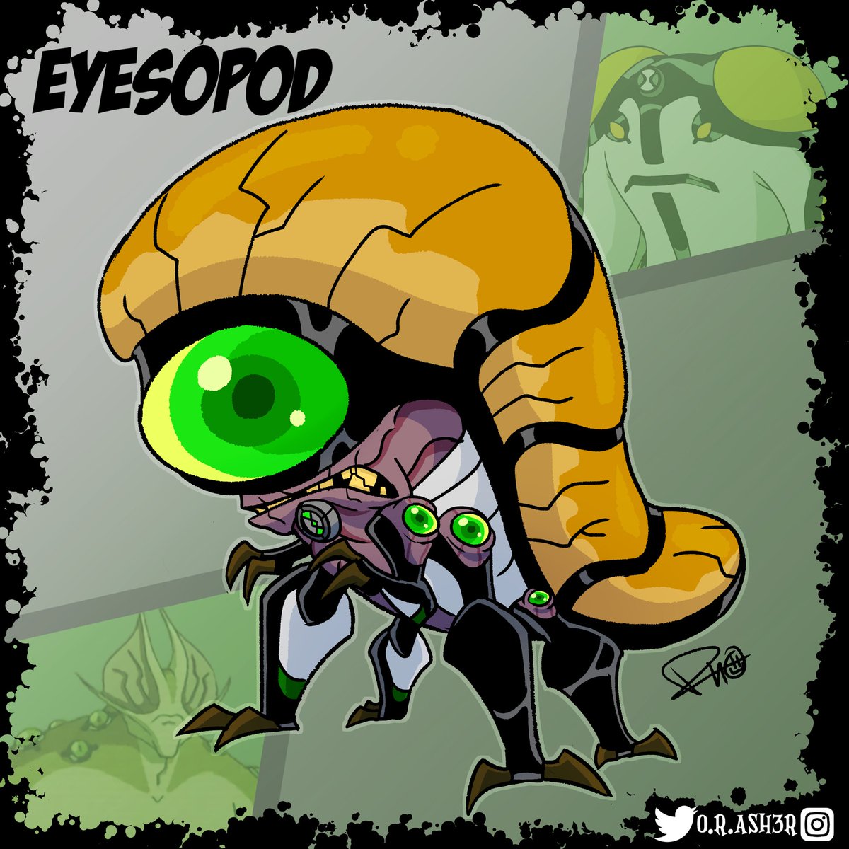 ORAsh3r's tweet photo. #b10fusionfeb Day 26: EYESOPOD
(EyeGuy + Cannonbolt) | Foster Style
This peekaboo pillbug has a very soft and vulnerable underbelly, so he will mostly be seen cowering closed up in his shell.
#Ben10 #art #FusionLab https://t.co/iTQBW3wd4t