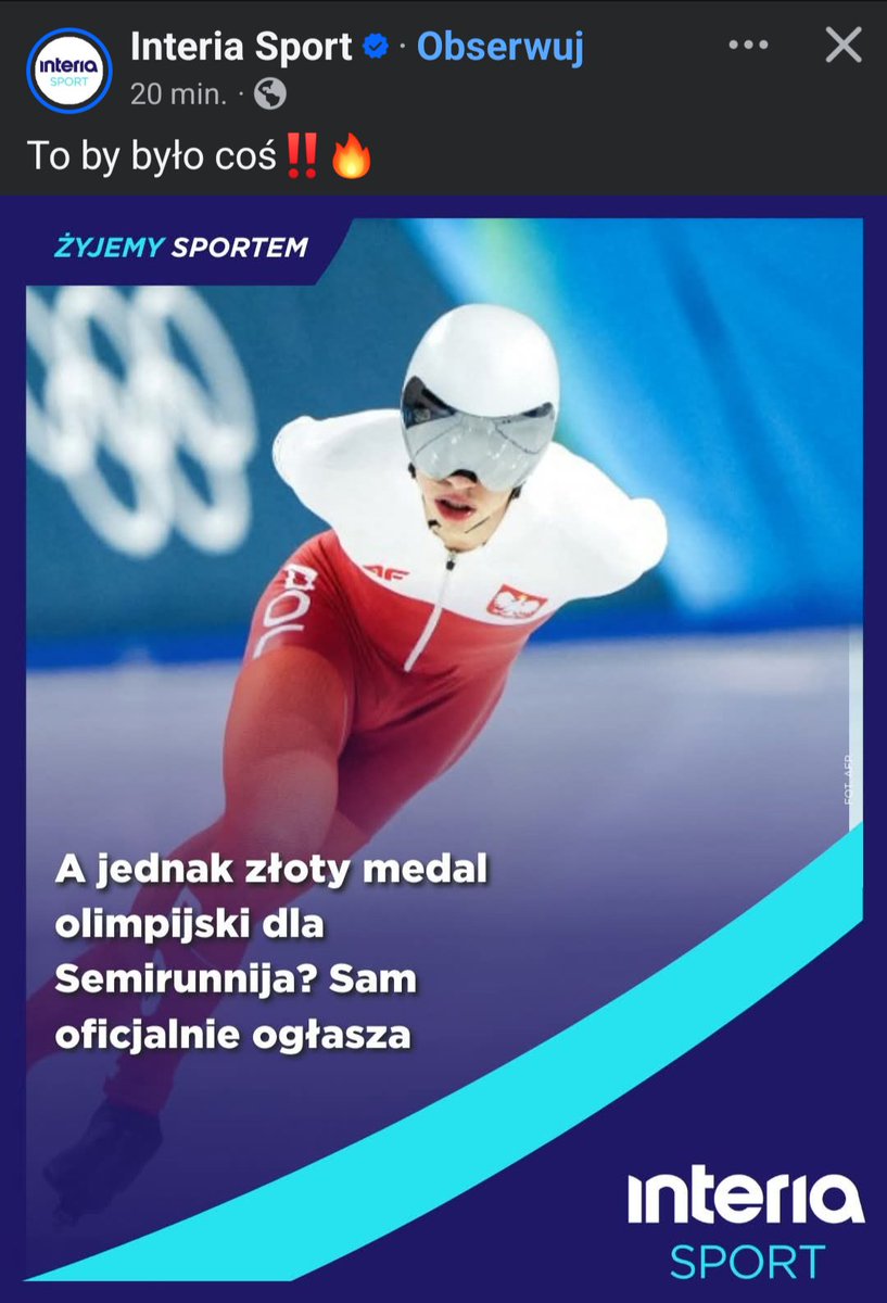 Semirunnij: deklaruje, że zrobi z trenerem wszystko, by w przyszłości zdobyć złoto na IO.

Interia Sport (pjjana już w niedzielę rano): A JEDNAK złoty medal (...)?