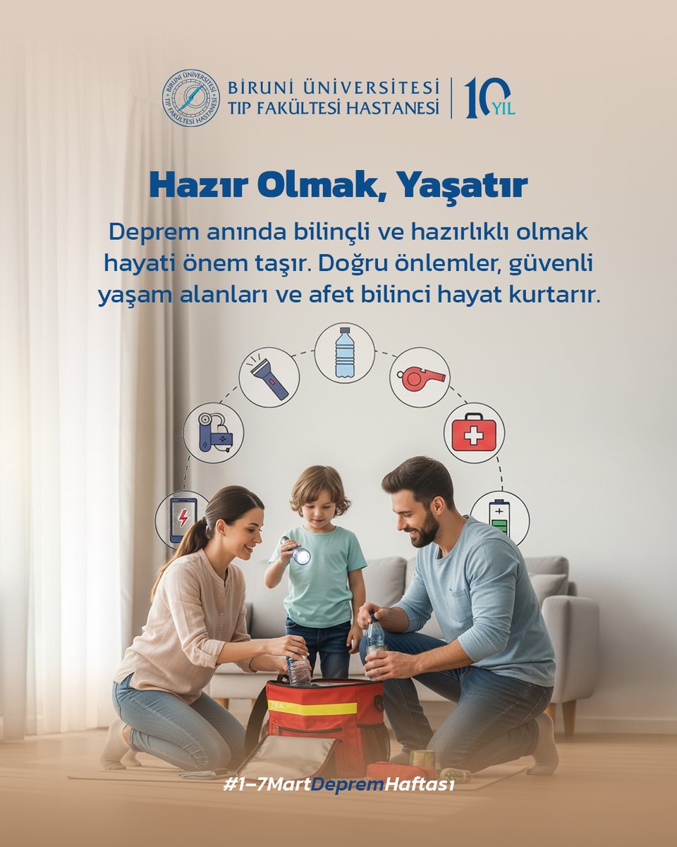 BiruniHastanesi's tweet image. Olası bir deprem anında yapılması gerekenler:
• Sakin kalmaya gayret edin.
• Güvenli bir yerde konumlanın.
• Başınızı koruyacak şekilde pozisyon alın.
• Sarsıntı geçene kadar bulunduğunuz alanı terk etmeyin.
• Asansör kullanmayın.

#DepremHaftası #Deprem #DoğalAfet #Biruni