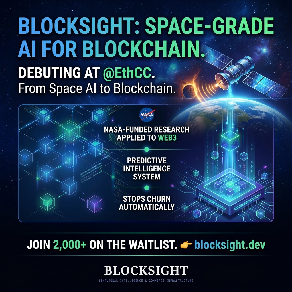 blocksight_ai's tweet photo. 1/6 π°οΈ Introducing @blocksight_ai β Space-Grade AI. Now On-Chain.
We're making our debut at @EthCC with a talk that will change how you think about blockchain analytics.
"From Space AI to Blockchain" π§΅
π https://t.co/ZrUzXNudPw
#BlockSight #EthCC #AI #SpaceAI #MachineLearning #DeepLearning #NeuralNetworks #Web3 #Blockchain #DeFi #Ethereum #Crypto #DeepTech #OnChain #DAO #WalletAnalytics #ChurnPrediction #BehavioralAI #PredictiveAnalytics #DataScience #NASA #Artemis #SWANSF #Web3AI #InstitutionalDeFi #SmartContracts #TokenEconomy #AIAgent #BlockchainAnalytics #Web3Dev