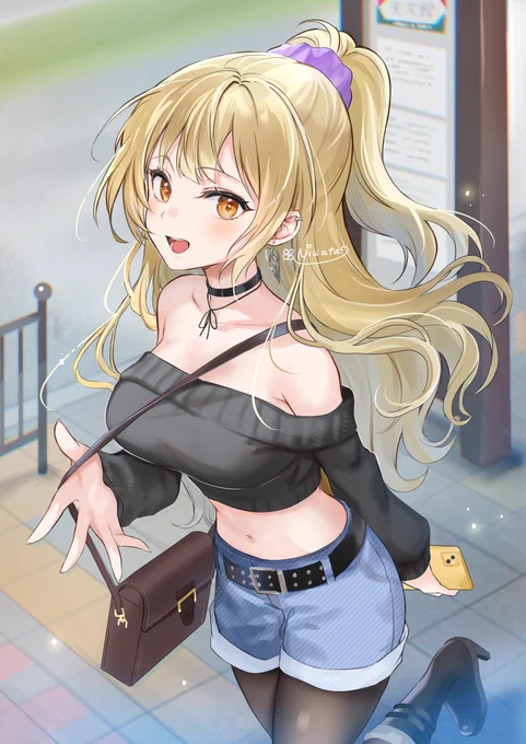肩出しニットギャルとお出かけ