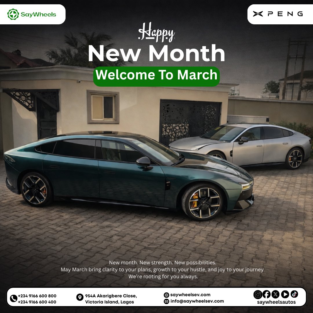 Saywheelsautos's tweet photo. March in with power.

This month, let your drive reflect your success — silent strength, seamless innovation, uncompromising luxury.

Experience premium electric mobility with Saywheels Autos.

Where performance meets prestige.

#Xpeng
#Saywheels
#Electricvehicle https://t.co/TXAdSz0BZd