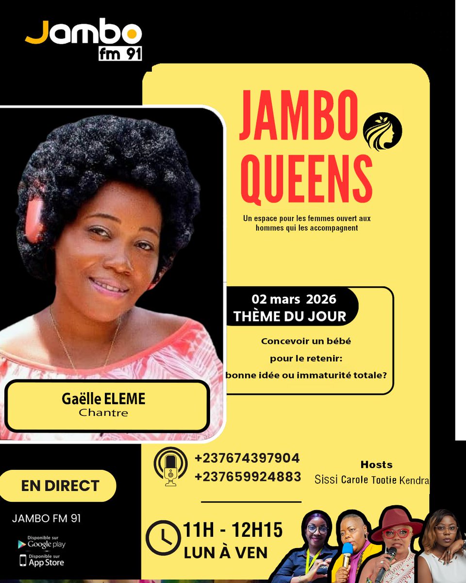 doualanow's tweet image. 🚨On en parle 🚨
Concevoir un bébé pour le retenir...est ce une bonne idée où alors c'est de l'immaturité totale?
Nous serons à l'antenne sur @Jambo_FM91
Il sera exactement 11H
Votre avis compte🫶🏾
#RadioTalk #JamboQueens #Discussions