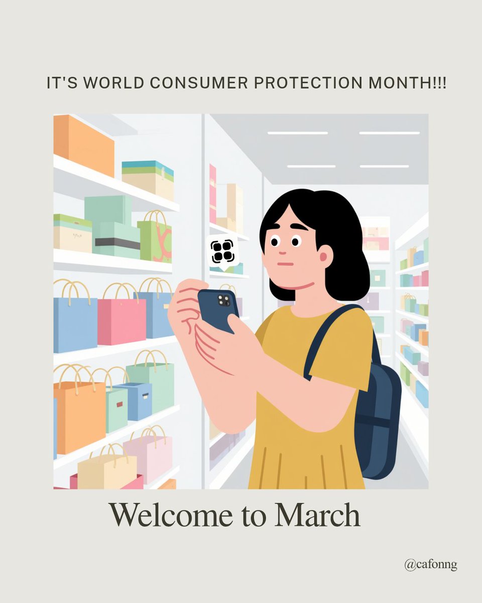 Happy New Month🎉

Welcome to World Consumer Protection Month!

This March, we amplify one message:

Consumers deserve fairness, transparency &amp; value for money.

Consumer protection is everyone’s business.

Stronger Consumers. Safer Markets. Better Nigeria 🇳🇬
#ConsumerProtection