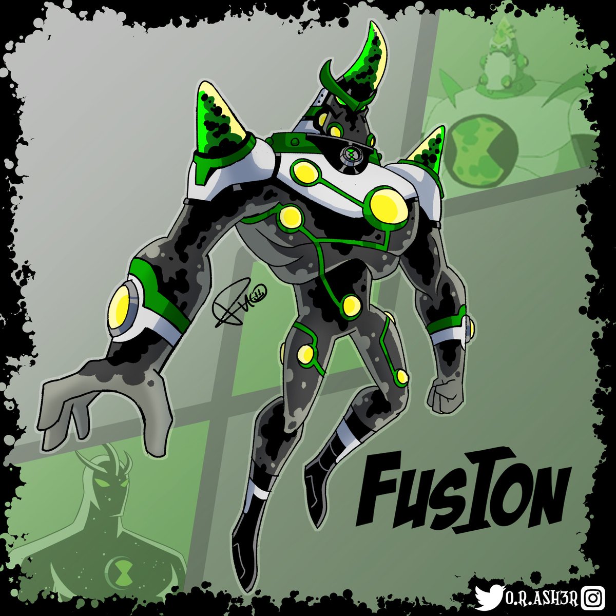 ORAsh3r's tweet photo. #b10fusionfeb Day 28 (FINAL): FUSION
(Atomix + Alien X) | Reskin Style
The OG from the show is already perfect, so this was the toughest this month. With reality warping and molecular manipulation, he may very well be the reason for all these fusions!
#Ben10 #art #FusionLab https://t.co/w5yOSLFsMI