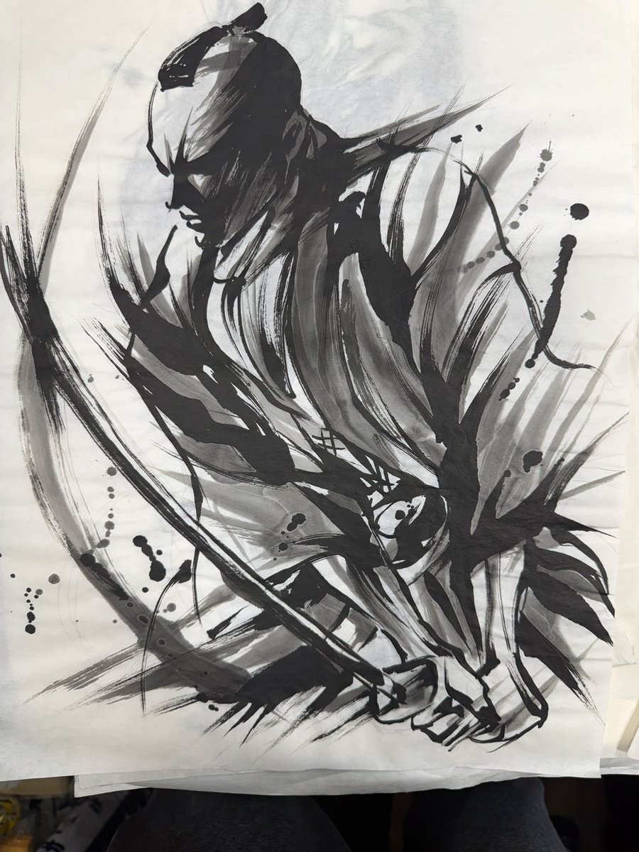 仕事orでは無い #墨絵 練習、下書き含め裏打ちしていない #墨絵