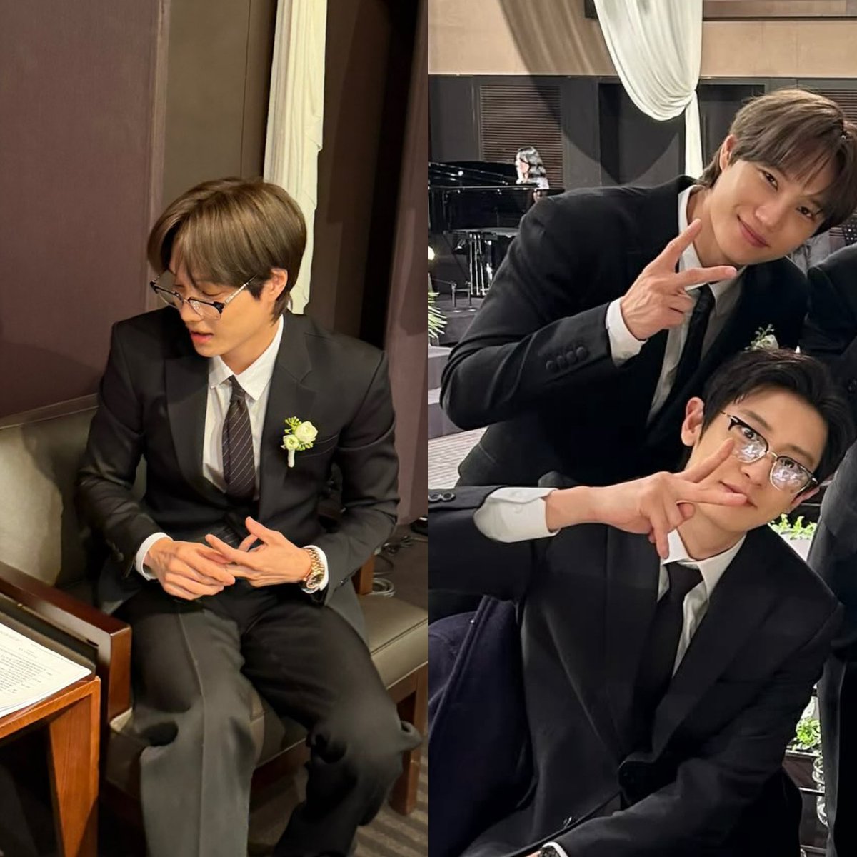 jongin wearing his rolex day-date in everose gold with an olive green dial yesterday to the wedding makes him sexier 😵‍💫 also the glasses could be chanyeol's 😆