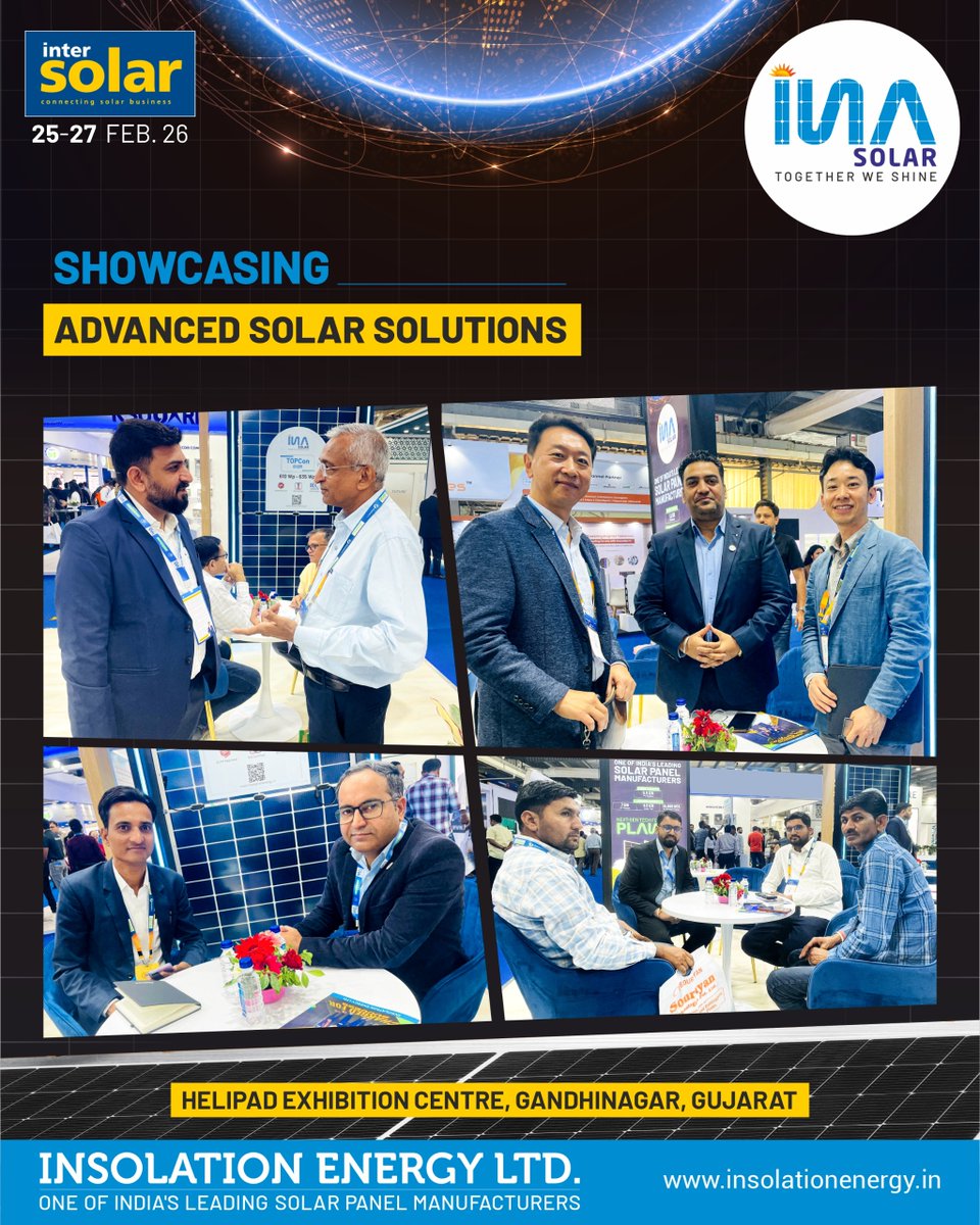 insolationenrgy's tweet photo. At #IntersolarIndia โ Gandhinagar, three powerful days of collaboration, innovation & meaningful industry connections.
Thank you to everyone who visited us and shared the vision for a sustainable future.
See you next year with even more energy.
@ThesmarterEInd
#INASolar #Solar https://t.co/zmdLFLFnVp