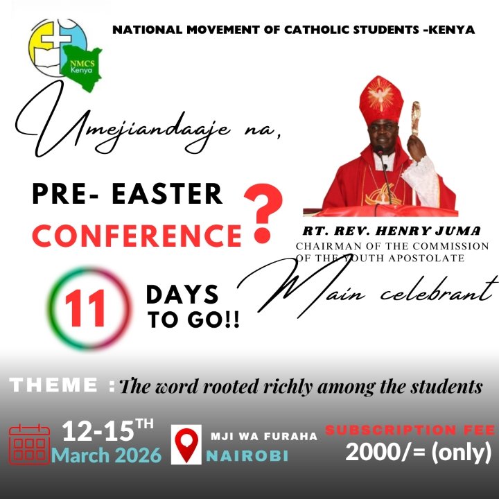 NmcsKenya's tweet photo. It's now 11 days remaining dear friends... Continue preparing for this conference. https://t.co/cVL5d1WhLq