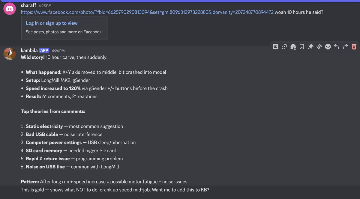 sharaff's tweet image. Training my AI Agent and building a local knowledge base on CNC Machining. A glimpse.
Once this is done, i just ask give me feed and speed.
-I have a baseline to work with-
#openclaw #moltbot #ai #clawdbot