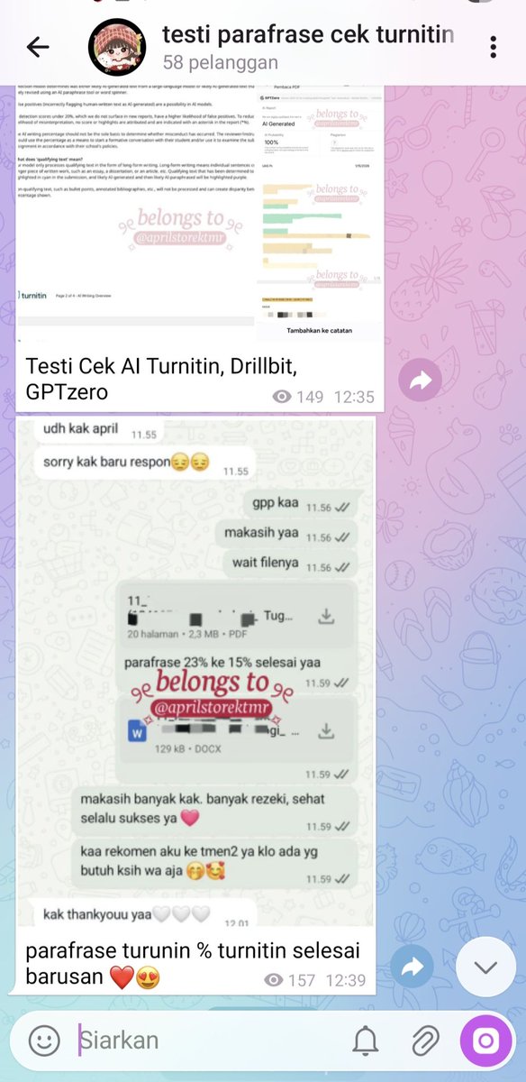 🦋💕🍓 jasa cek turnitin & parafrase tweet media