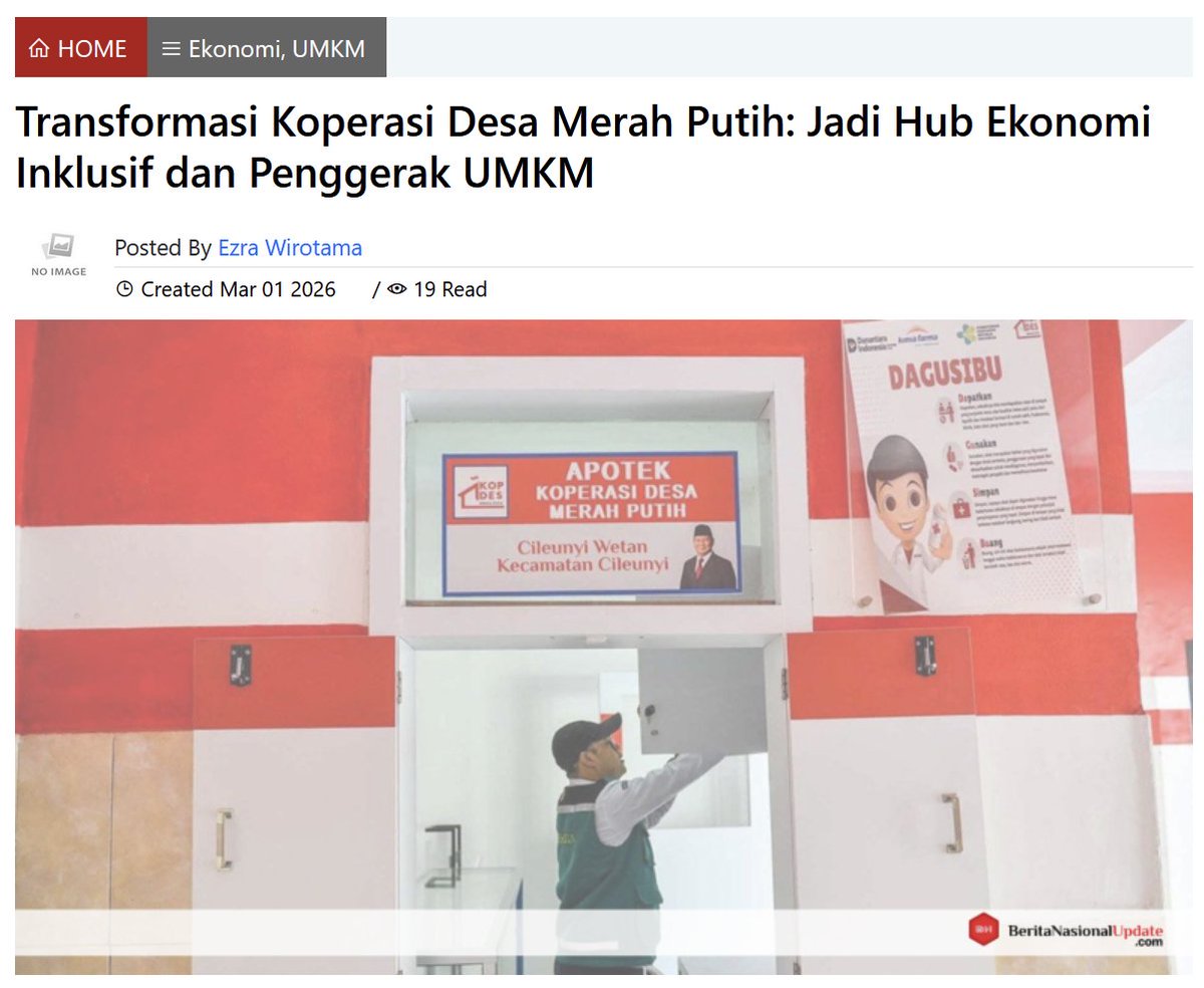 <a href="/MurtadhaOne1/">ꦩꦸꦂꦠꦝ</a> Koperasi Desa Merah Putih siap jadi hub ekonomi desa! 🇮🇩 Dukung UMKM &amp; pedagang kecil buat perluas pasar hingga pelosok. Koperasi maju, warga sejahtera! ✨📦 #EkonomiDesa

beritanasionalupdate.com/news/details/1…