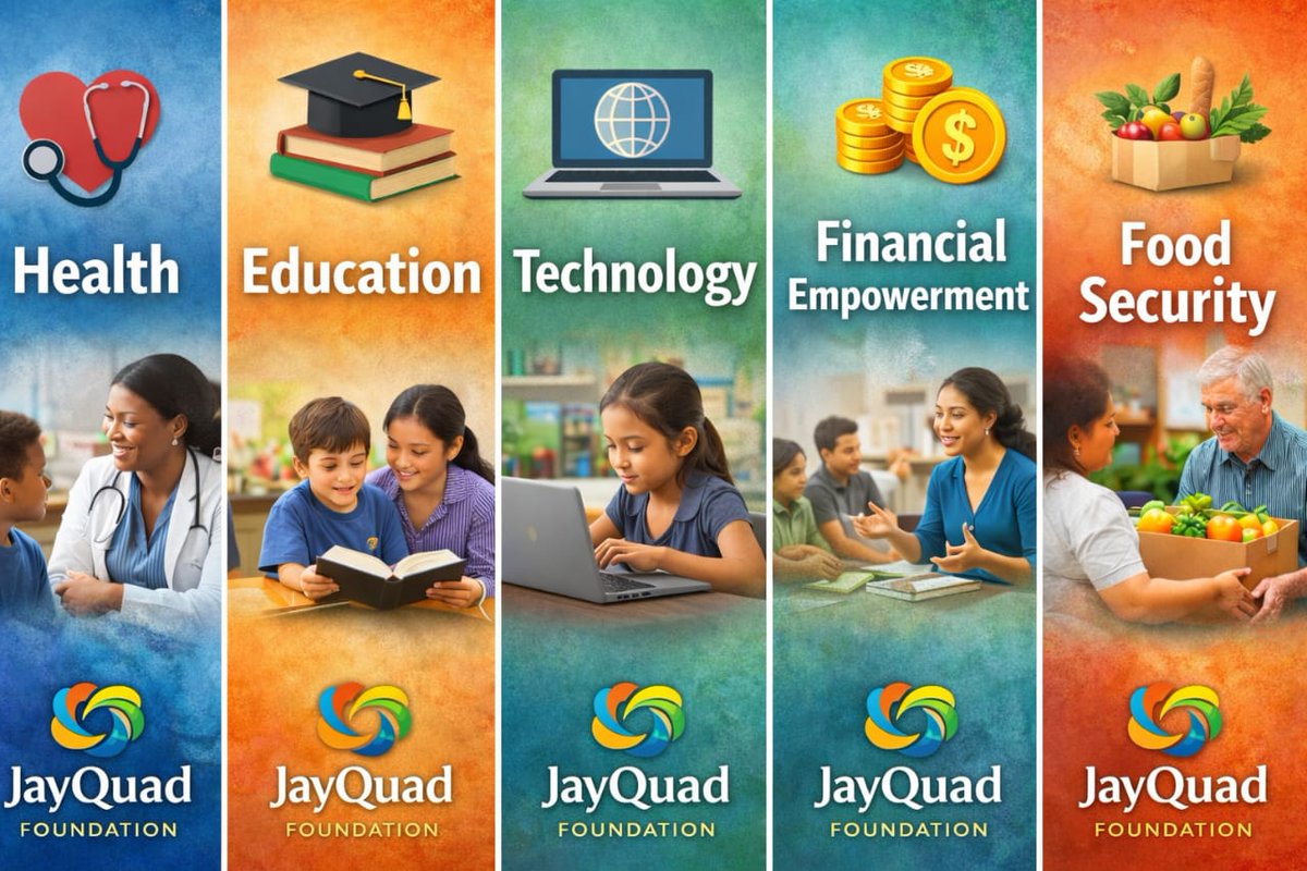 JayQuadNGO's tweet photo. Our areas of impact...... #health #education #technology #food #finance https://t.co/ECbUKwCydj