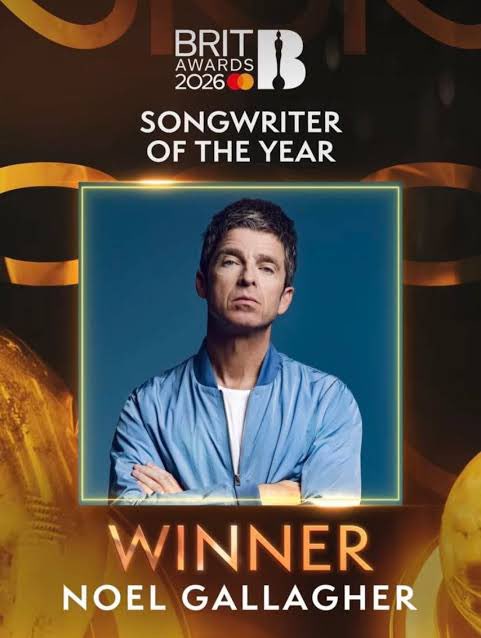 MarumeganeEmily's tweet photo. NOEL receives his SONGWRITER OF THE YEAR award BRIT AWARDS 2026✨

Nice one, Noel. You deserve it. Always have.👏 https://t.co/JV0x7xV8GS