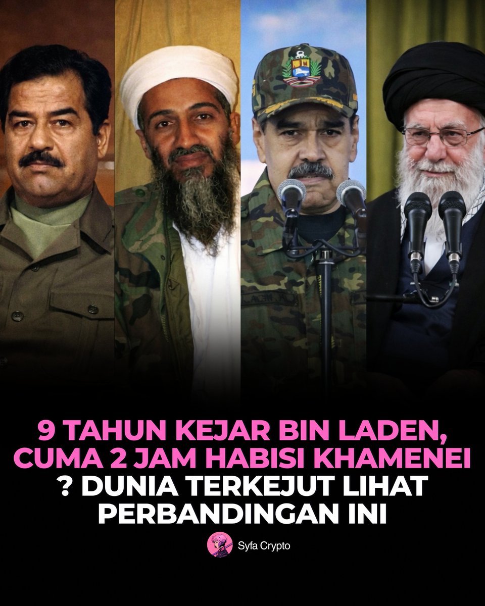 9 TAHUN KEJAR BIN LADEN, CUMA 2 JAM HABISI KHAMENEI ? DUNIA TERKEJUT LIHAT PERBANDINGAN INI

Dulu Amerika butuh 9 bulan untuk menangkap Saddam Hussein dan 9 tahun memburu Osama bin Laden

Kini operasi terbaru diklaim jauh lebih cepat “Operation Absolute Resolve” disebut hanya