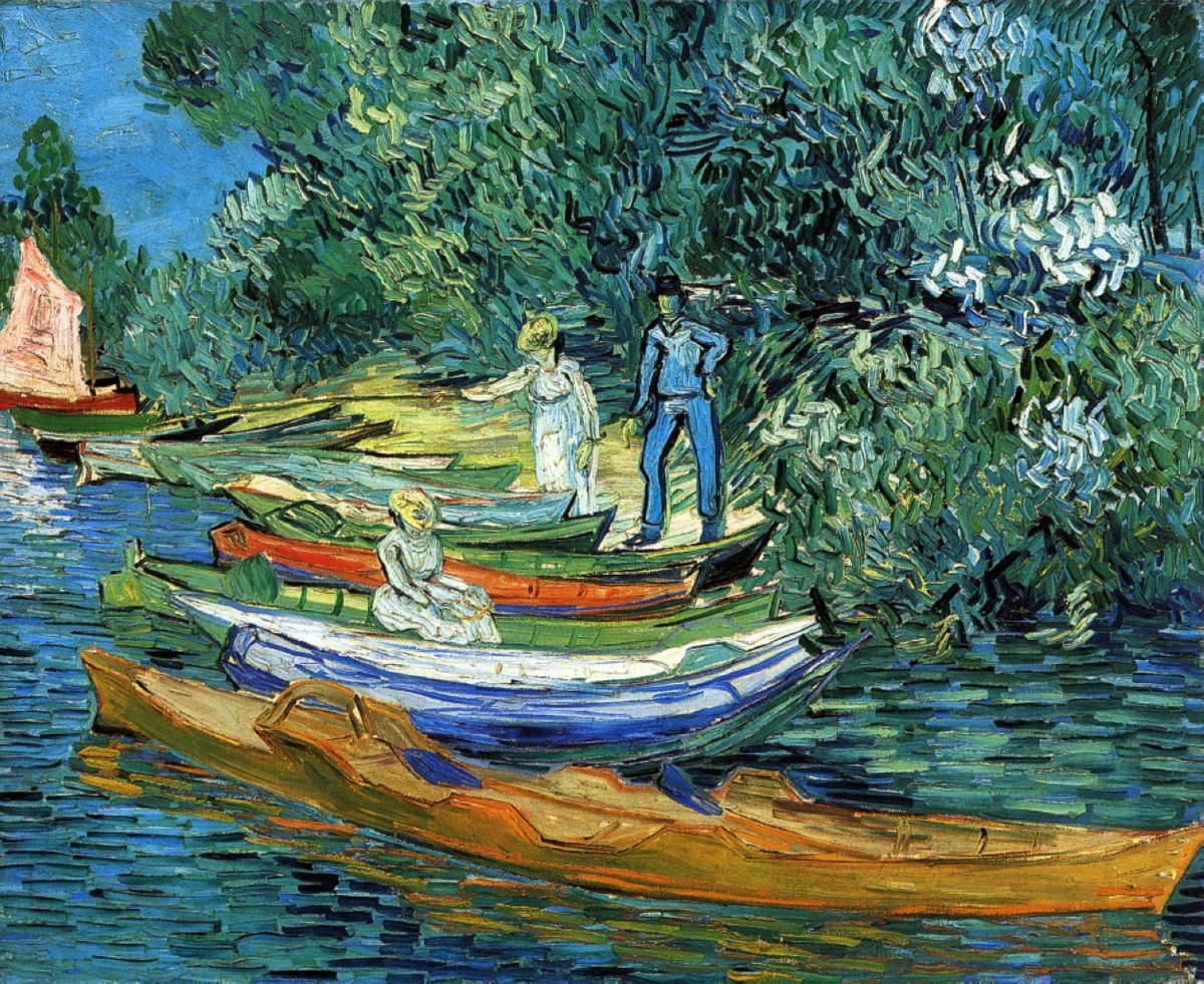 Rowing Boats on the Banks of the Oise - 1890 #artbots #vangogh