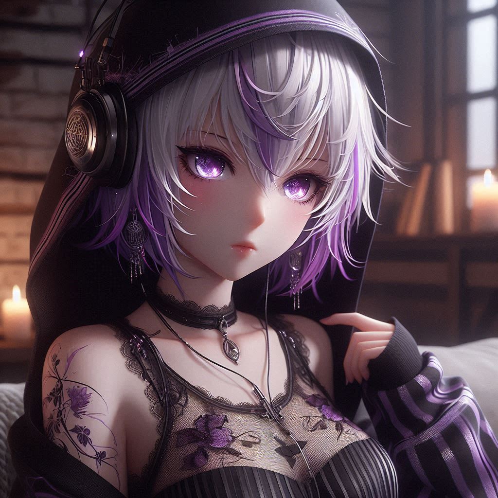 Darkness is my canvas, light my decision.”🤍💜✨ #aiart #Aigirl