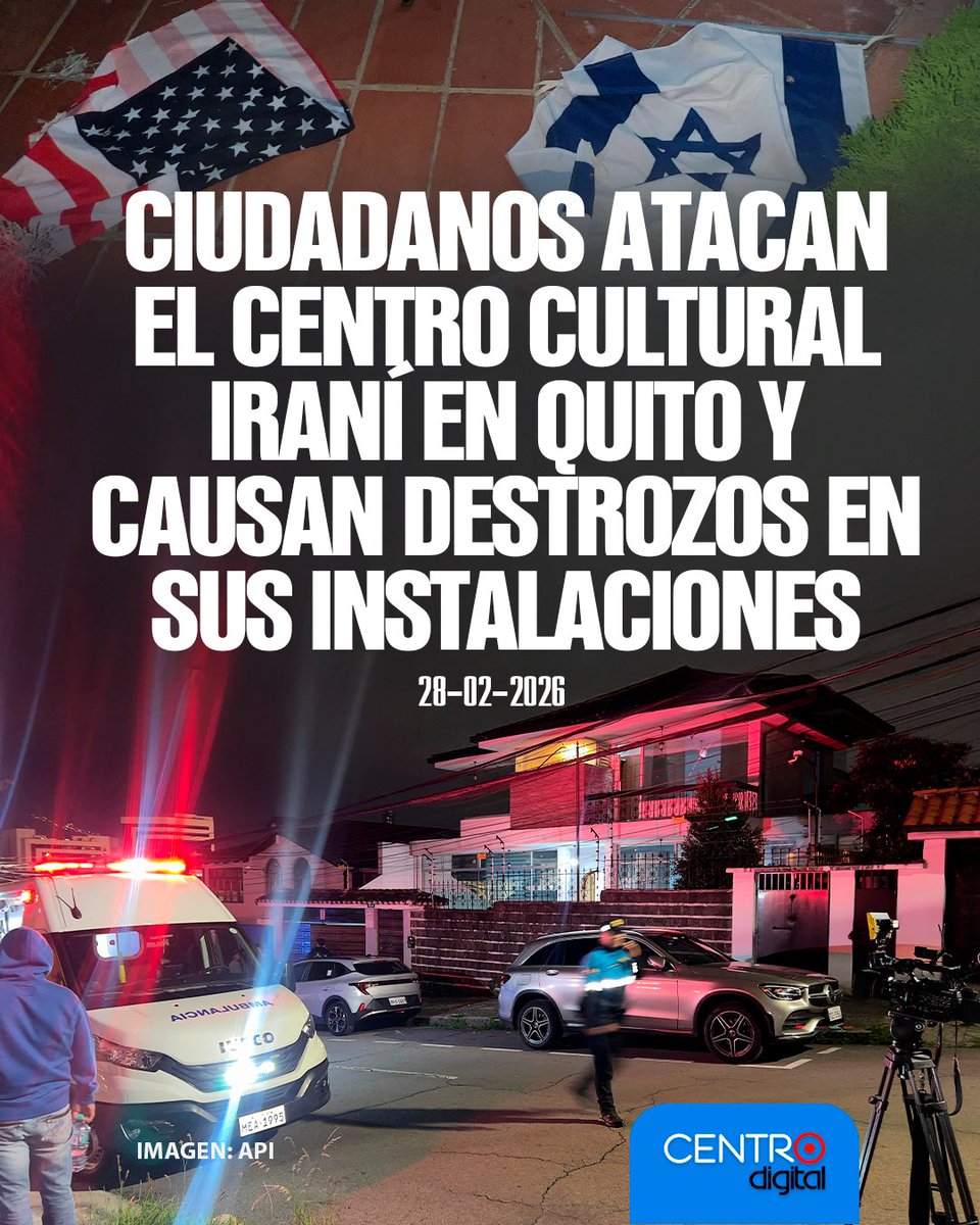 #ATENCION | La tensión por el conflicto en Medio Oriente llegó a Ecuador. Esta tarde el Centro Cultural Iraní en Quito fue atacado por un grupo de personas. El hecho ocurrió en medio de tensiones regionales que se viven por el conflicto en Medio Oriente.
Los Detalles ➡️