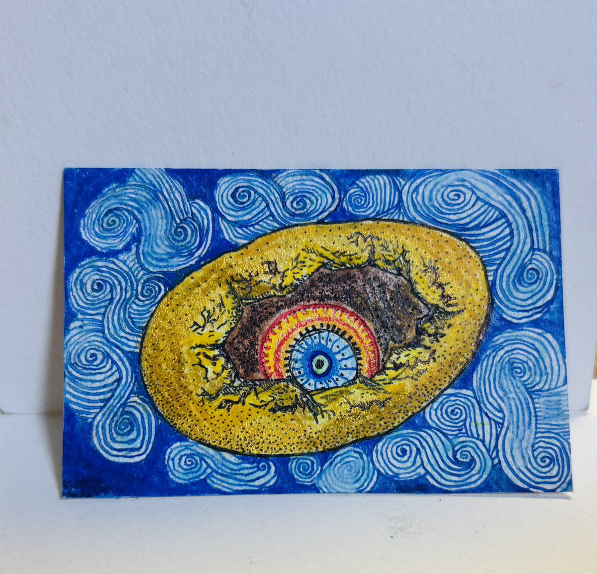 インドの創世記古代黄金卵】 #アナログ絵 #イラスト