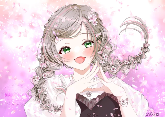 春っぽいアイコンにしたくて久しぶりにオリジナルっこ描いてみた(覚えてる人いたらマジですごい) 可愛く描けたのでは?好きなもの詰込みイラスト