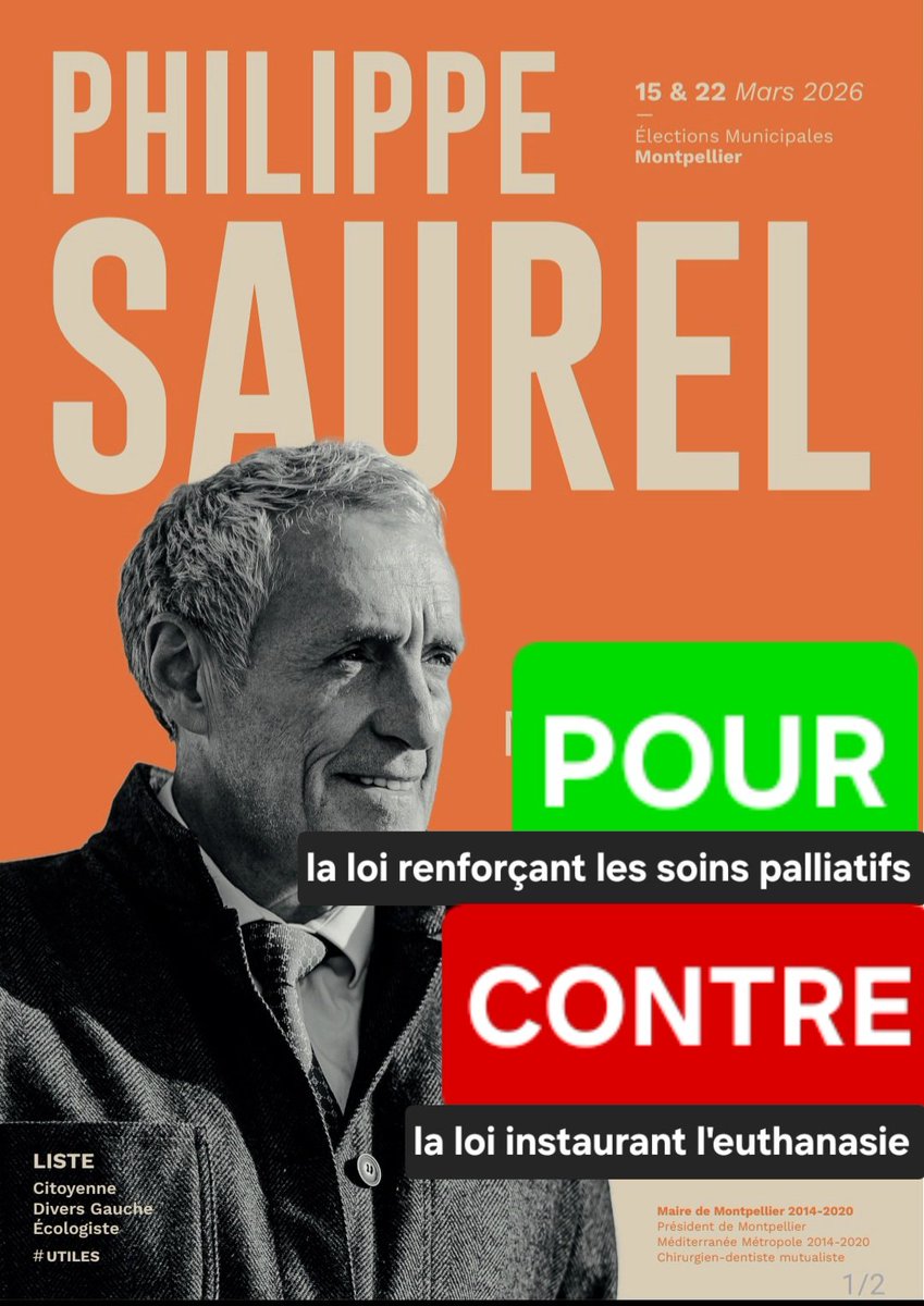 Phil_Saurel's tweet image. Concernant "la fin de vie", un référendum est nécessaire, il faut consulter le peuple français !!!
La représentation nationale ne suffit pas !
#Protéger, #Accompagner, #Soigner, #Respecter
#Humanisme
#France @EmmanuelMacron 
#Montpellier