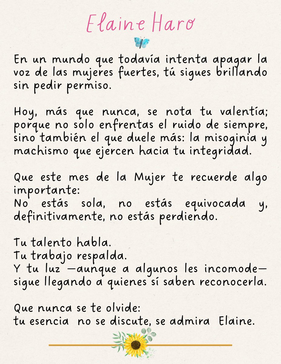 Esto va dedicado a una mujer  ,  a  quien en las mismas palabras de Aldo no le gusta que el odio llegue a afectarla.
Como mujer, mi sororidad a <a href="/ElaineHaroMusic/">Elaine Haro Music</a> . Como fan de Aldo, todo mi respeto a quien  siempre lo ha apoyado, defendido y cuidado como una gran amiga. 💜