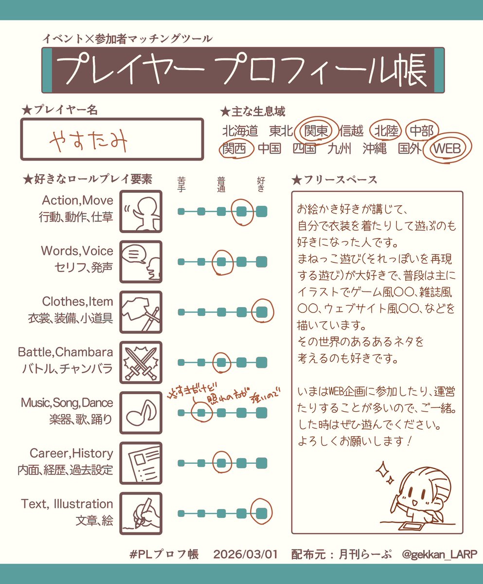 月刊らーぷのアカウントで発信した #PLプロフ帳 、さっそく自分でも