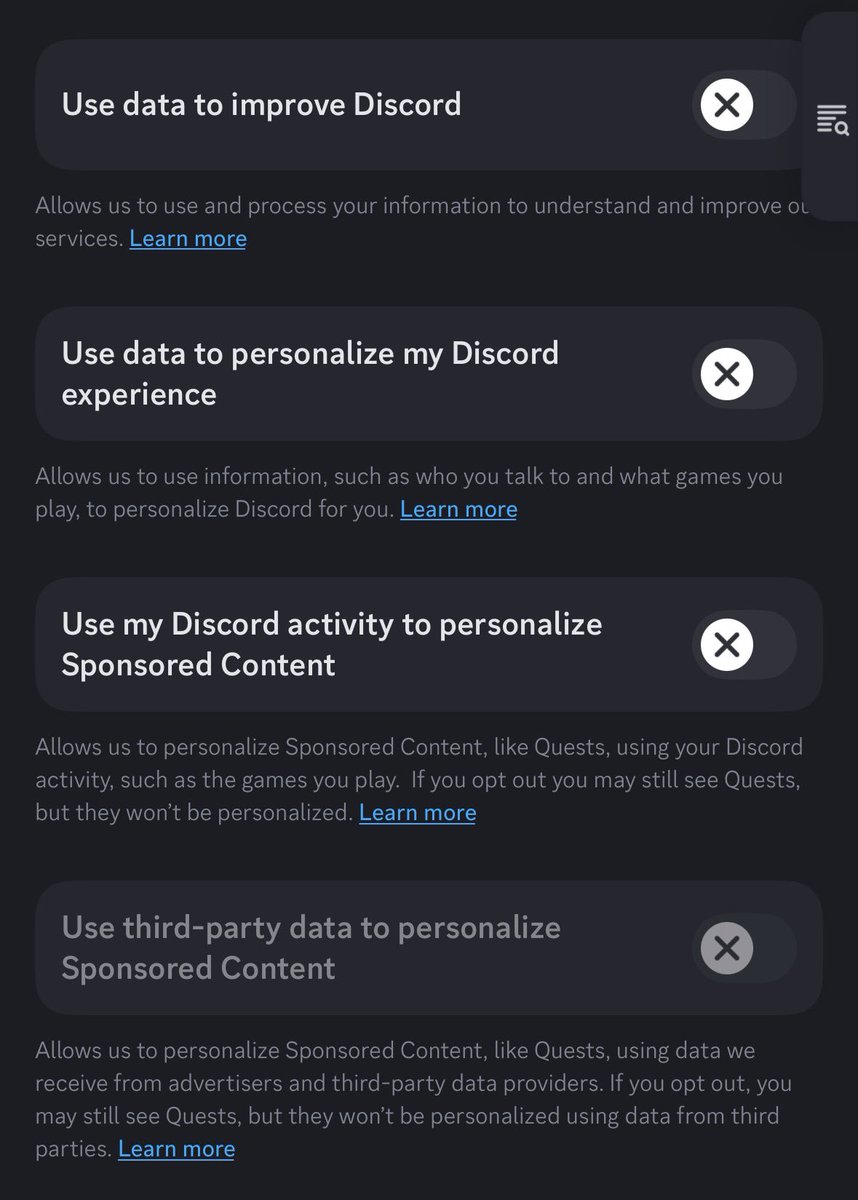 for safety, turn off these settings in your Discord account
