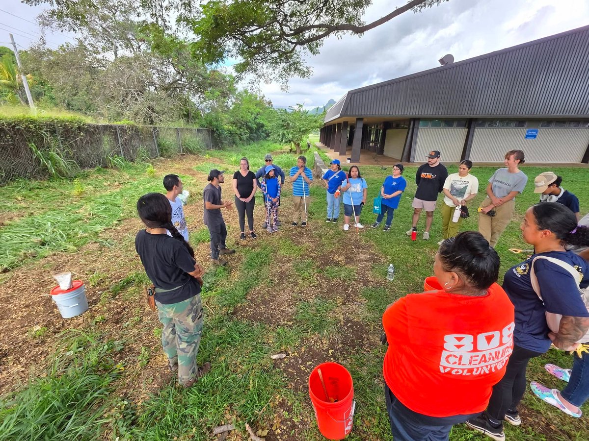 Mahalo nui to our wonderful team today, launching into a long held dream, now a reality.  This site sits on the boundary of the District Park, and acts as a water capture space.  For years it was overgrown and became a trash filled reminder that we need to do more.  So we did.