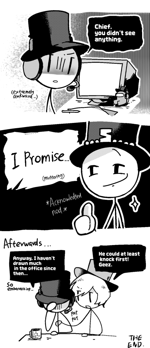 Remember to knock before entering someone's room.  
Seeing the comics Burt posted on the wall, it's not a stretch to imagine he might draw something like this...
#HenryStickminFanArt #HenryStickmin  #THSC #TheHenryStickminCollection