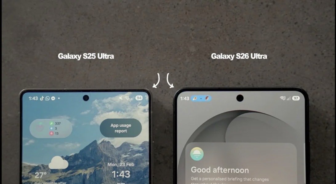 Phonenurd's tweet image. The S26 ultra has  larger visible bezels compared to S25 ultra . 
Is Samsung going backwards in terms of innovation? 😭