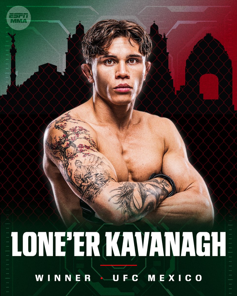 espnmma's tweet image. WHAT A PERFORMANCE 🔥

Lone'er Kavanagh makes a statement in the flyweight division with a win over Brandon Moreno in Mexico 👏 #UFCMexico