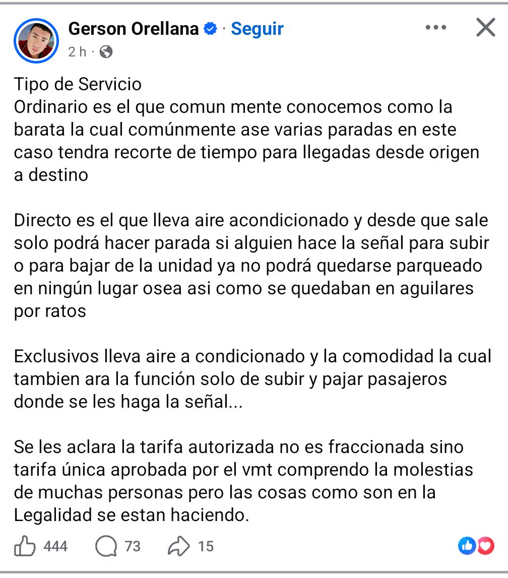 Mucha población de Chalatenango está preocupada, porque una sola persona ha comprado casi todas las rutas de buses del departamento y aledaños, haciendo un monopolio y ahora culpa a la <a href="/AsambleaSV/">Asamblea Legislativa 🇸🇻</a> y <a href="/VMTElSalvador/">VMT</a> de obligarlo a eliminar la tarifa fraccionada.