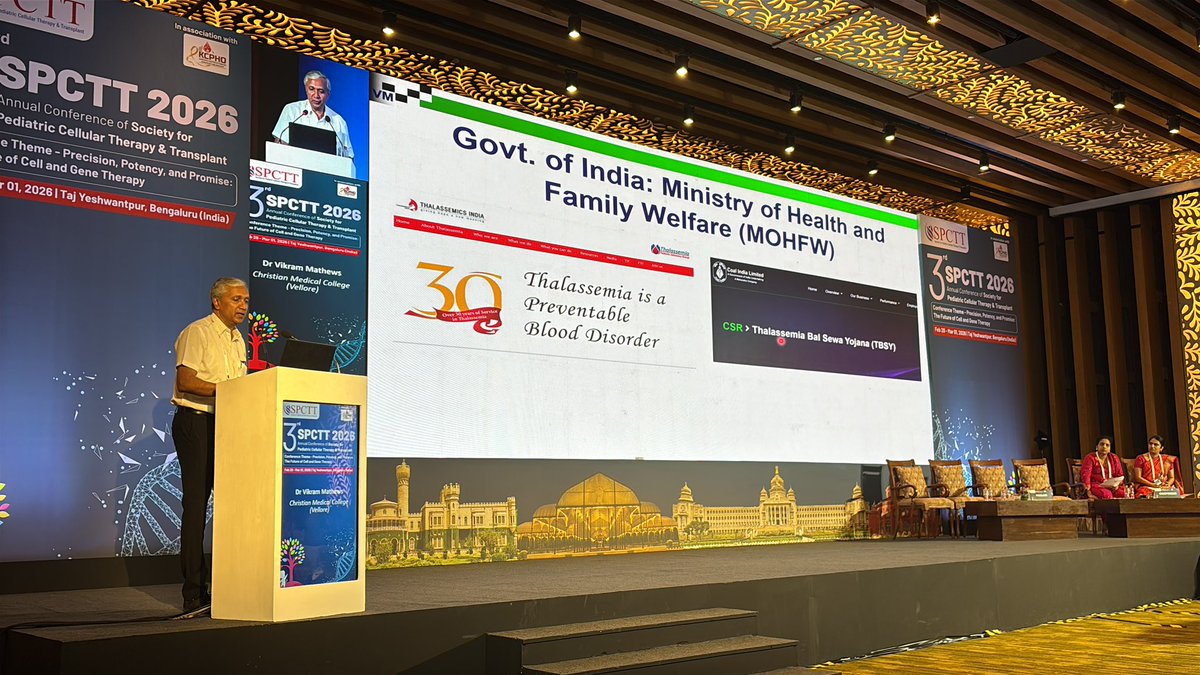 SPCTT_India's tweet photo. Dr Vikram Mathews on India on the road to be a global leader in hemoglobinopathy HSCT at #spctt2026 https://t.co/ozf4uLi7Vz