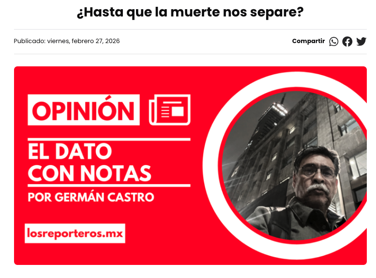 Hay proceso de desinstitucionalización de la vida íntima: la pareja ya no es tanto un pilar social establecido de por vida, sino una experiencia afectiva que se construye y disuelve con mayor flexibilidad, aunque también con mayor incertidumbre.
losreporteros.mx/hasta-que-la-m…