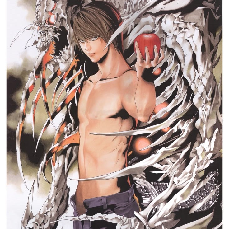 byzantineshoujo's tweet photo. I love death note official art because they make light so slutty for no reason. Hes constantly naked and not even misa is this sexualized😭 in the og pic he also has his toes out lol https://t.co/wjpSKj5SU3