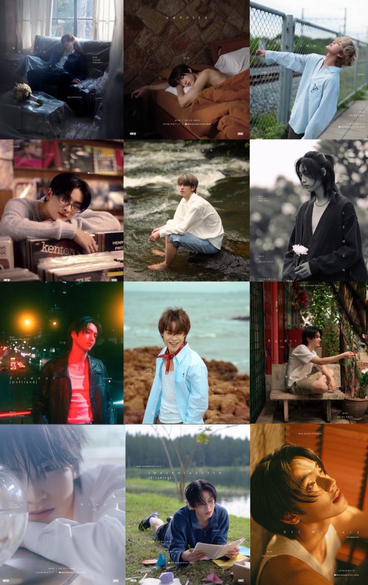 💌#BUSCOVERPROJECT

1.ภู-พยายาม
2.อลัน-Happier
3.ฮาร์ท-เธอมากับฝน
4.ขุนพล-I Think They Call This Love
5.จินวุค-Heather
6.เน็กซ์-Lemon
7.เป้อ-Unfriend
8.มาร์ค-Dive
9.ไทย-9นาฬิกา
10.เอเอ-Blue
11.จั๋ง-เพลงรักเพลงแรก
12.ภีม-Off My Face

ครบโหลแล้วคับบ😻
#PEEMWASU #PEEMWASU_OffMyFace