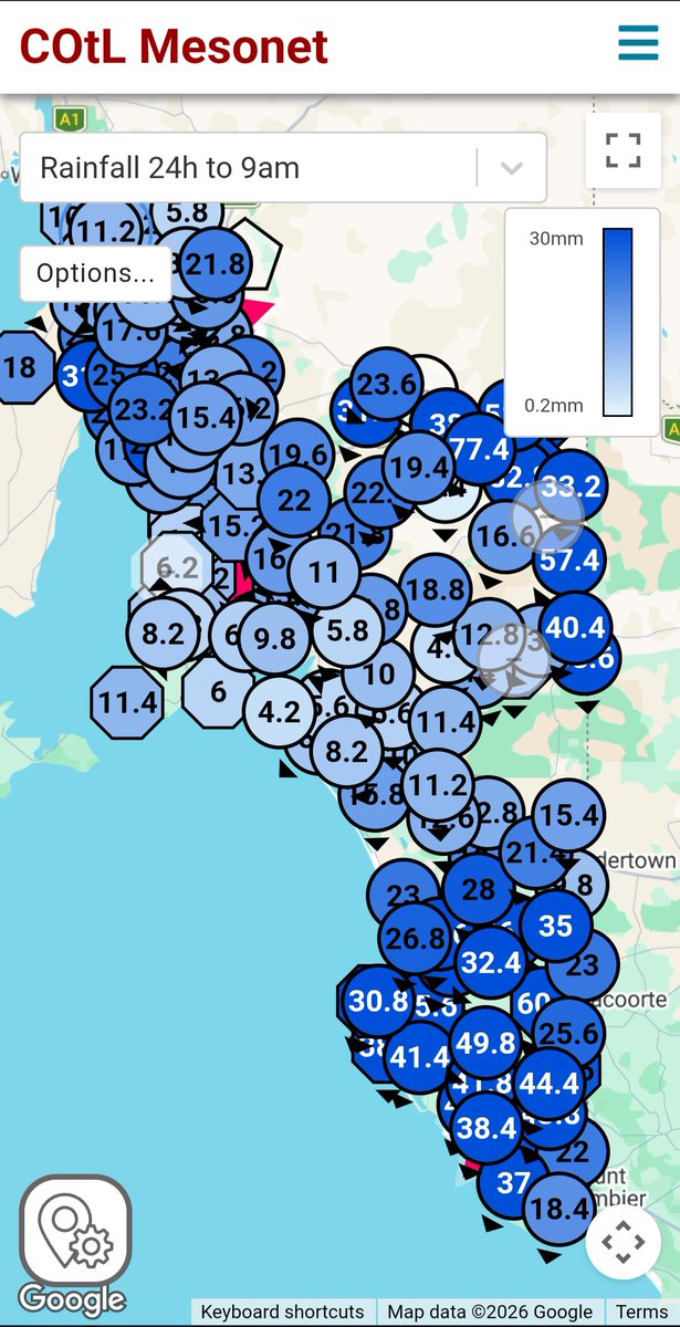 Big rain across the regions in SA yesterday. Over 80mm recorded near Loxton overnight and this morning! ☔️