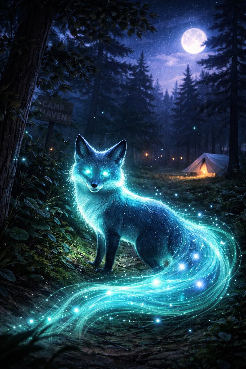 Found this glowing fox near Camp Haven under a silver moon. Its starlit tail felt like whispered data in motion. I chose path for its magic. <a href="/DataHaven_xyz/">DataHaven 🫎</a>