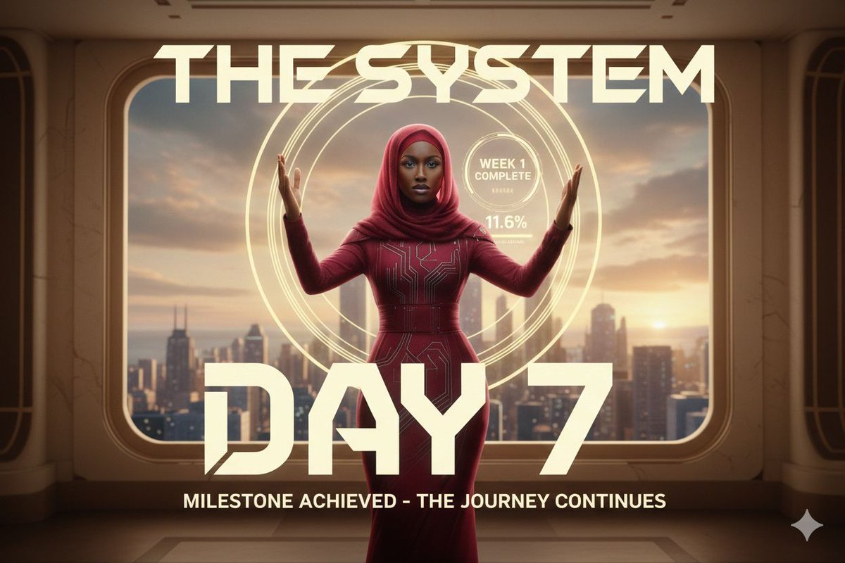 ReaOfWeb3's tweet image. 7 days of focus. 7 days of showing up. Today isn't just another day; it’s a testament to what happens when you stop negotiating with your excuses.
Happy Sunday and GM 🌞.
11.6% complete. The journey continues, and it’s looking beautiful.
#TheSystem #Day7 #Week1Done #LevelUp