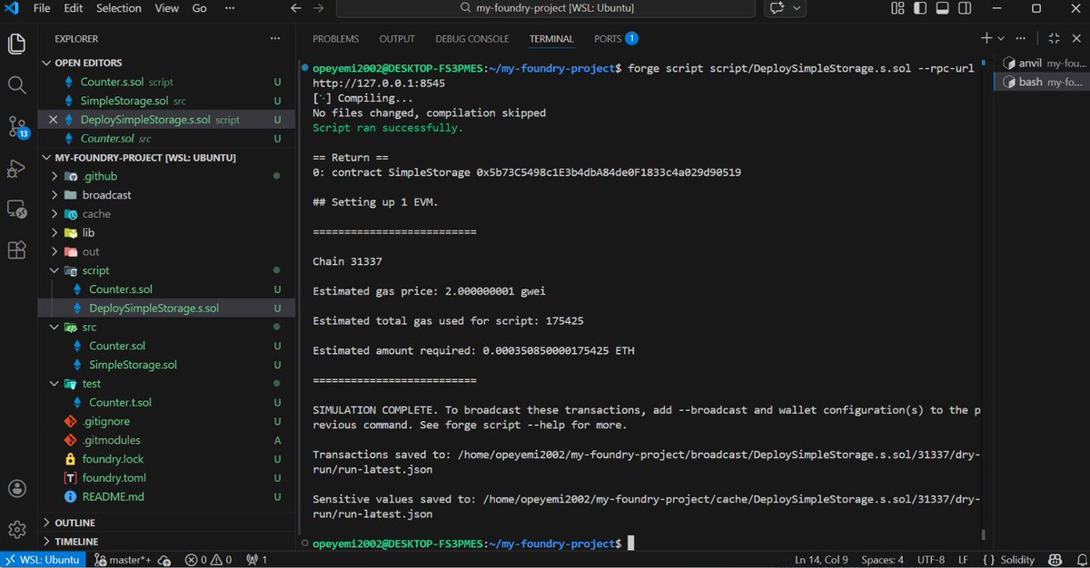 ope_yemi1122's tweet photo. Deploying a smart contract locally using Anvil
URL 
Private key and broadcast #solidity #foundry #smartContract https://t.co/A5EaShiFdh