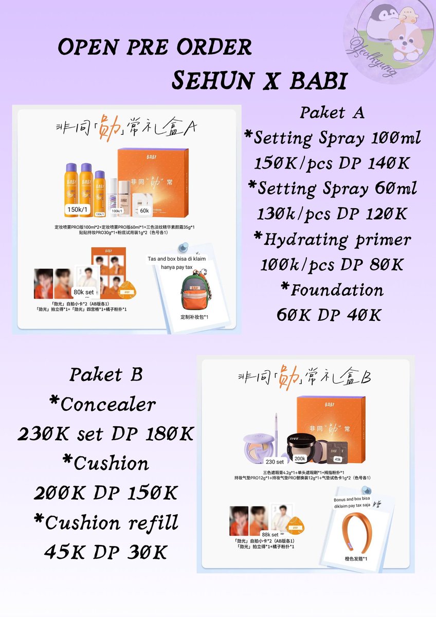 OPEN PO SEHUN X BABI

! Berat Naik, Harga Naik, Berat Turun, Harga Turun

*Close PO Kamis 5 Maret 2026 19.00 WIB

📍Jakarta
❌EST INA
✅Cicilan 
🧡Shopee

Order in  
forms.gle/BibuWSw9w3nwZ3…