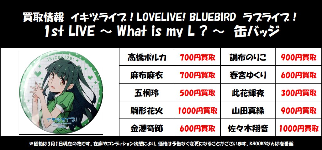 買取情報】イキヅライブ ・1st LIVE ～ What is my L ? ～ 缶バッジ